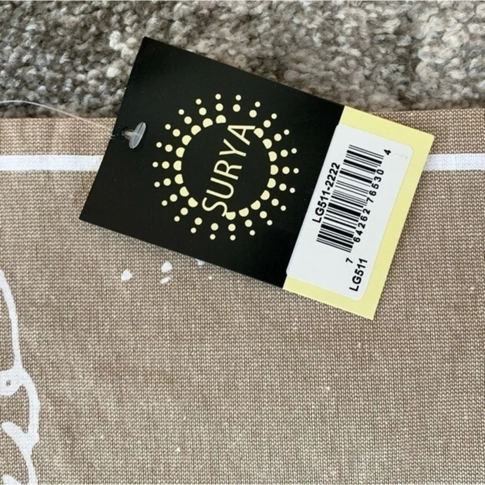 Surya Montpellier 22x22 Cotton Pillow Cover Camel Tan White Woven India NWT